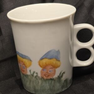Vtg 1977 Unique Mushroom People Hand Painted 6oz Mug